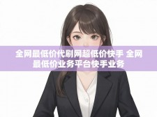 全网最低价代网超低价快手业务全攻略及市场现状分析